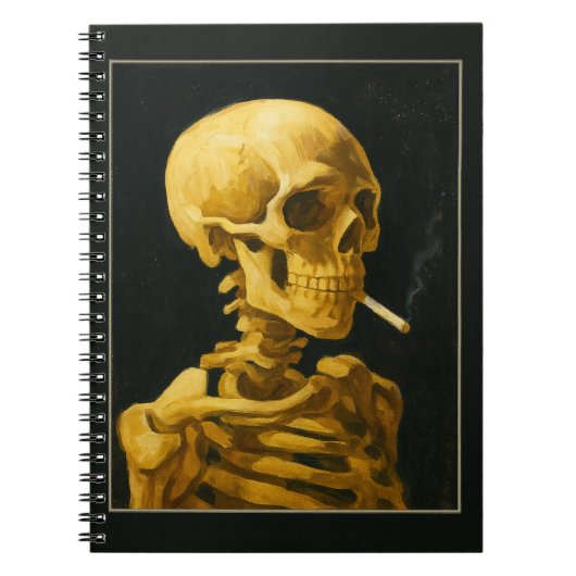  Skull Smoking – Unieke Van Gogh geïnspireerd Notitieboek (Voorkant)