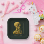  Skull Smoking – Unieke Van Gogh geïnspireerd Papieren Bordje (Feest)