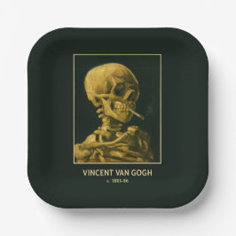  Skull Smoking – Unieke Van Gogh geïnspireerd Papieren Bordje