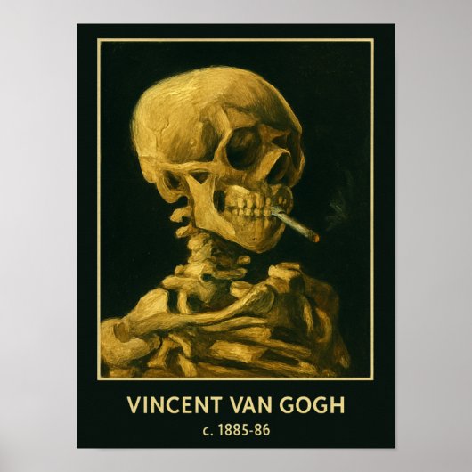  Skull Smoking – Unieke Van Gogh geïnspireerd Poster (Voorkant)