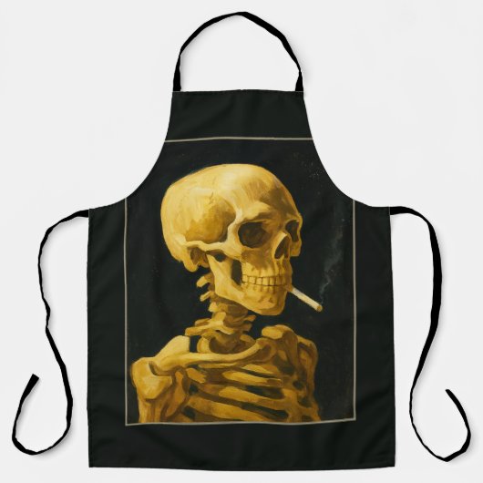  Skull Smoking – Unieke Van Gogh geïnspireerd Schort (Voorkant)