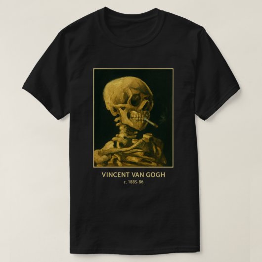  Skull Smoking – Unieke Van Gogh geïnspireerd T-shirt (Design voorkant)