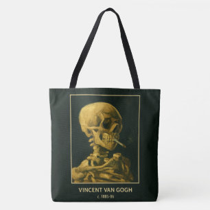 Skull Smoking – Unieke Van Gogh geïnspireerd Tote Bag