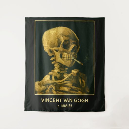 Skull Smoking – Unieke Van Gogh geïnspireerd Wandkleed (Voorkant)
