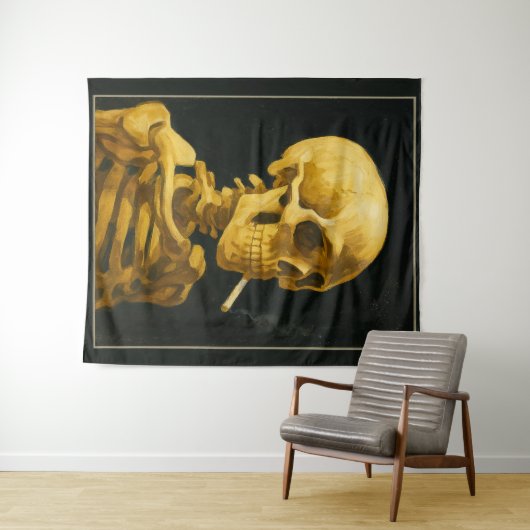  Skull Smoking – Unieke Van Gogh geïnspireerd Wandkleed (In Situ (horizontaal))