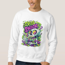 Skull Snack Neon Skeleton Art | Funny Horror Comic Trui