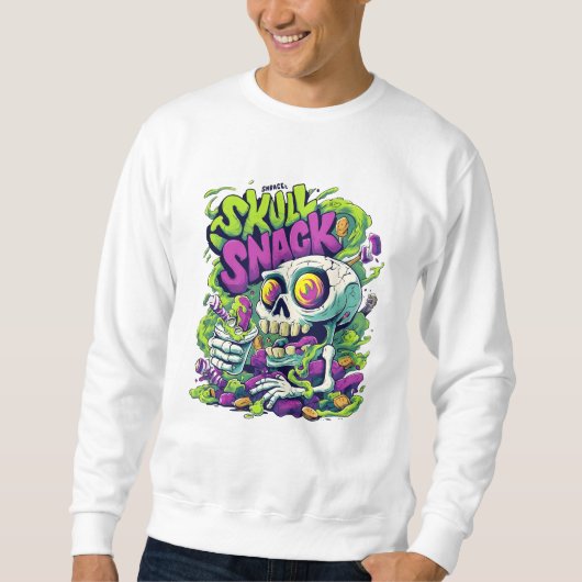 Skull Snack Neon Skeleton Art | Funny Horror Comic Trui (Voorkant)