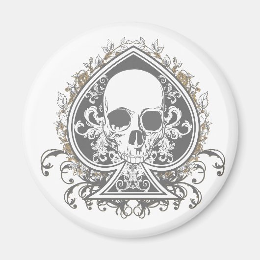 Skull Spade met goud Magneet (Voorkant)