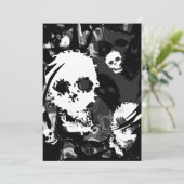Skull Spect B&W wervelluitnodiging Kaart (Staand voorkant)