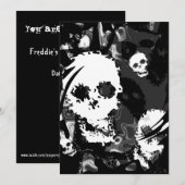 Skull Spect B&W wervelluitnodiging Kaart (Voorkant / Achterkant)
