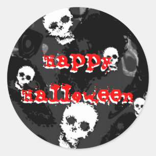 Skull Specters B&W Happy Halloween sticker