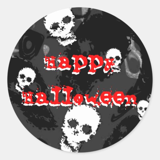 Skull Specters B&W Happy Halloween sticker (Voorkant)