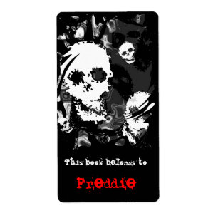 Skull Specters B&W zwenkplaatlabel Etiket