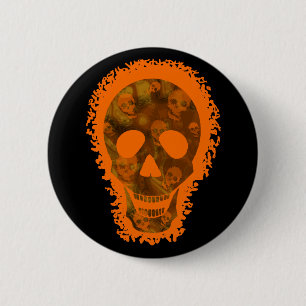 Skull Specters Big Skull Oranje knop Ronde Button 5,7 Cm