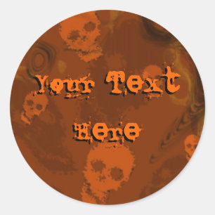 Skull Specters Oranje "Jouw tekst"-sticker Ronde Sticker