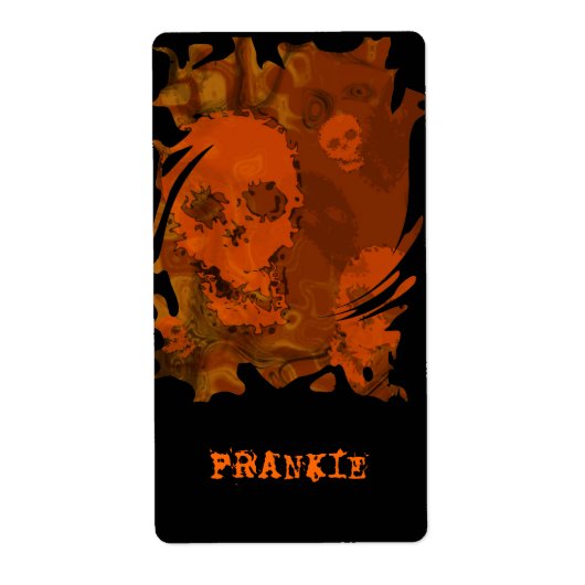 Skull Specters Oranje label 'Naam' (Voorkant)