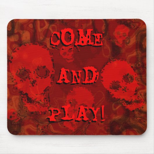 Skull Specters Red 'Kom en spel' mousepad. Muismat (Voorkant)
