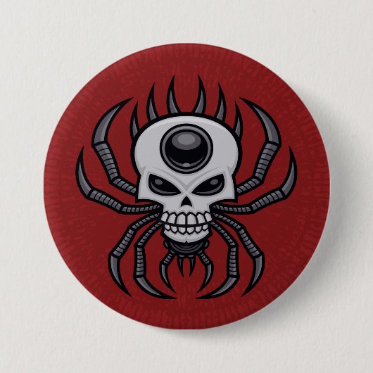 Skull Spider Ronde Button 7,6 Cm (Voorkant)