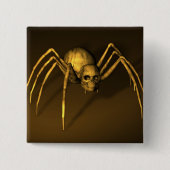 Skull Spider Vierkante Button 5,1 Cm (Voorkant)