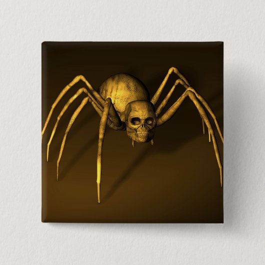 Skull Spider Vierkante Button 5,1 Cm (Voorkant)
