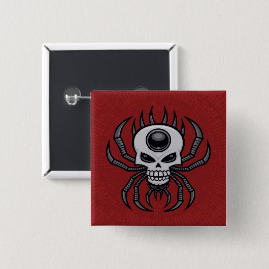 Skull Spider Vierkante Button 5,1 Cm (Voorkant /achterkant)