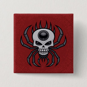 Skull Spider Vierkante Button 5,1 Cm