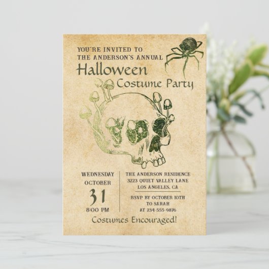  Skull Spiders Gothic Halloween Party Kaart (Staand voorkant)