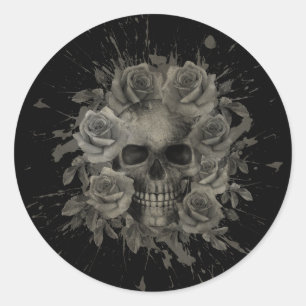 SKULL SPLASH BOeket Ronde Sticker