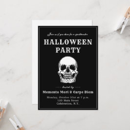 Skull Spooky Halloween Party Invitation Kaart