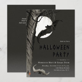 Skull Spooky Halloween Party Invitation Kaart