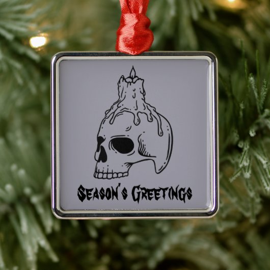 Skull Spooky Horror Gothic Metalen Ornament (Boom)