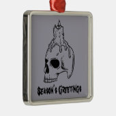 Skull Spooky Horror Gothic Metalen Ornament (Rechts)