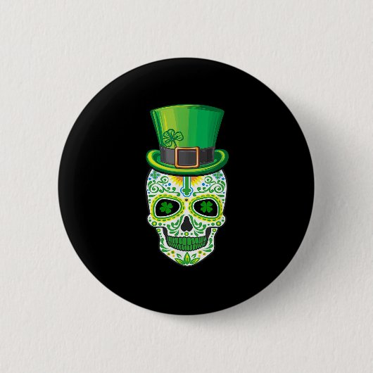 Skull St Patricks Day Irish Funny Saint Patricks D Ronde Button 5,7 Cm (Voorkant)