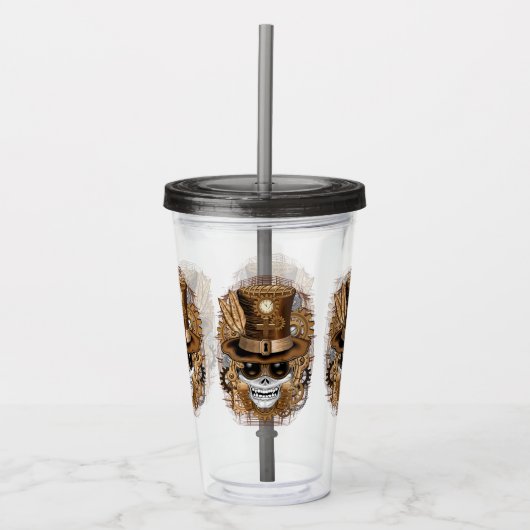 Skull Steampunk Voodoo Retro Machine Acryl Drinkbeker (Voorkant)