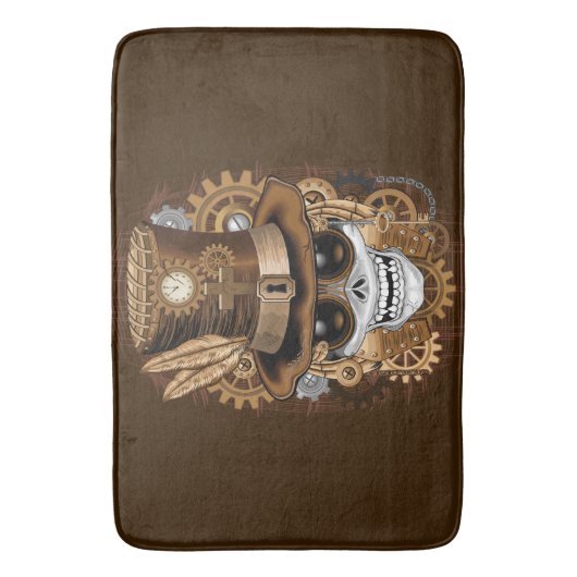 Skull Steampunk Voodoo Retro Machine Badmat (Voorkant Verticaal)