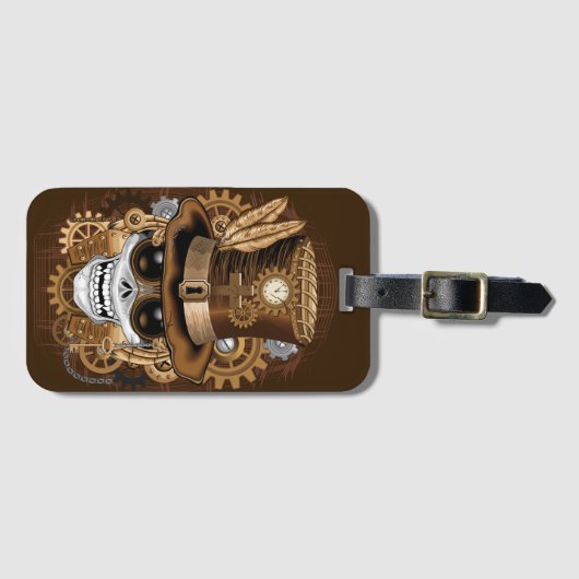 Skull Steampunk Voodoo Retro Machine Bagagelabel (Voorkant (horizontaal))