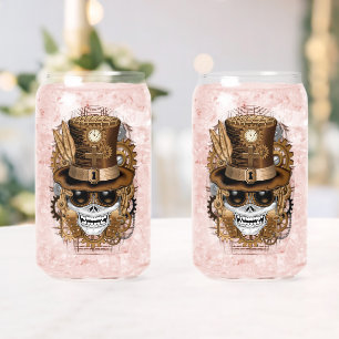 Skull Steampunk Voodoo Retro Machine Blikvorm Glas