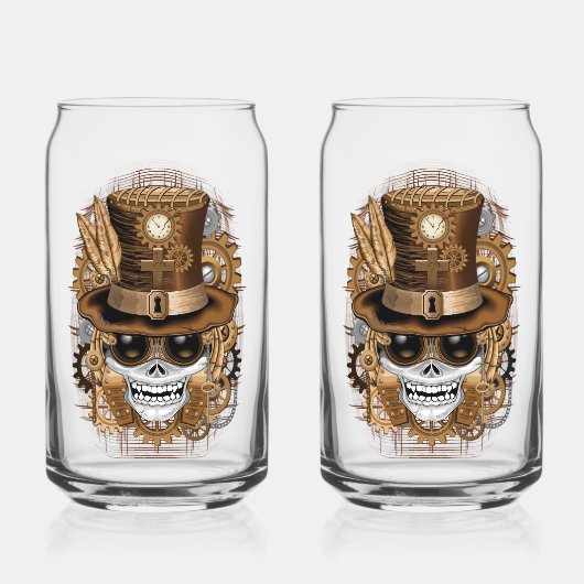 Skull Steampunk Voodoo Retro Machine Blikvorm Glas (Voorkant)