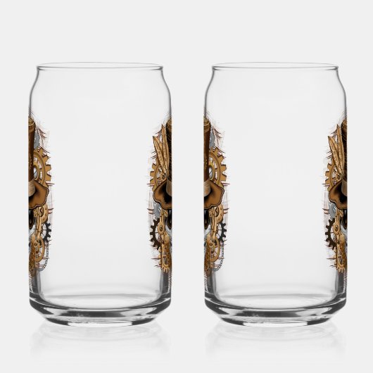 Skull Steampunk Voodoo Retro Machine Blikvorm Glas (Rechts)