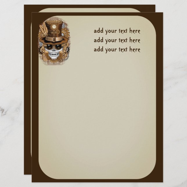 Skull Steampunk Voodoo Retro Machine Briefhoofd (Voorkant / Achterkant)