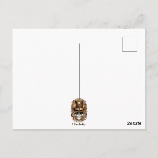 Skull Steampunk Voodoo Retro Machine Briefkaart (Achterkant)