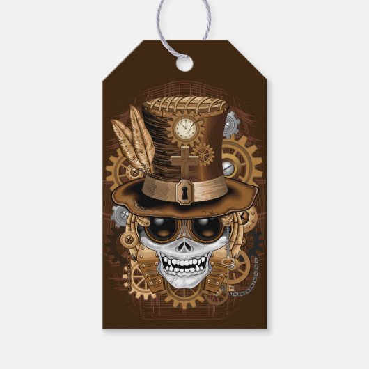 Skull Steampunk Voodoo Retro Machine Cadeaulabel (Voorkant)