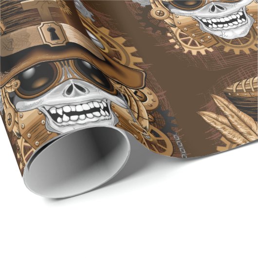 Skull Steampunk Voodoo Retro Machine Cadeaupapier (Rol Hoek)