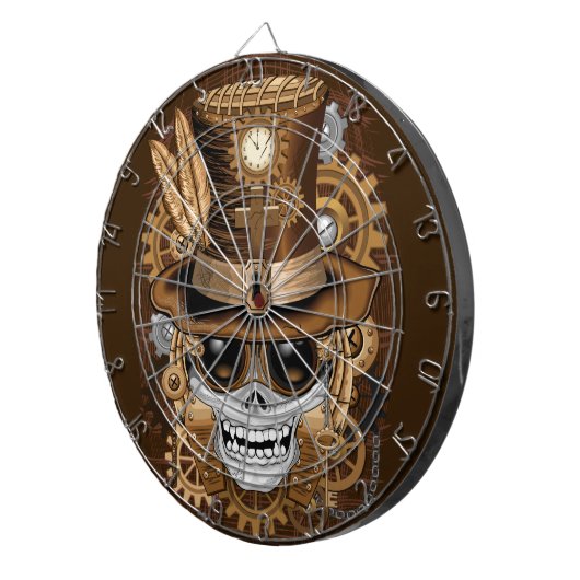 Skull Steampunk Voodoo Retro Machine Dartbord (Voorkant Rechts)