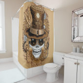 Skull Steampunk Voodoo Retro Machine Douchegordijn (In situ)