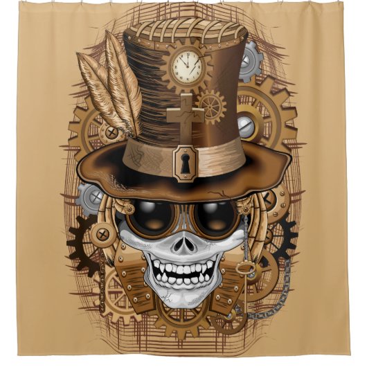 Skull Steampunk Voodoo Retro Machine Douchegordijn (Voorkant)