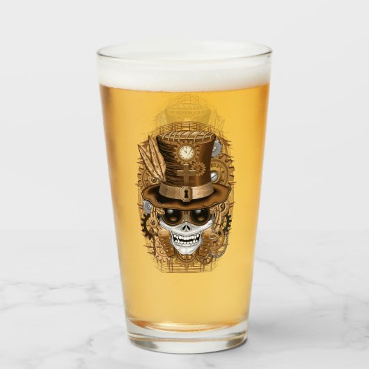 Skull Steampunk Voodoo Retro Machine Glas (Achterkant gevuld)
