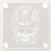 Skull Steampunk Voodoo Retro Machine Glazen Onderzetter (Achterkant)
