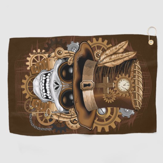 Skull Steampunk Voodoo Retro Machine Golfhanddoek (Horizontaal)