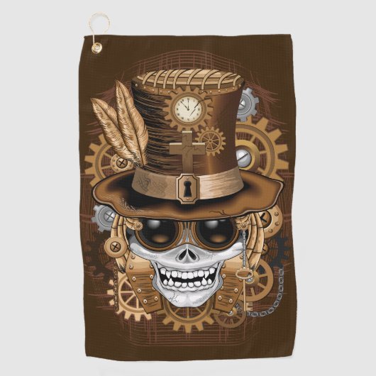 Skull Steampunk Voodoo Retro Machine Golfhanddoek (Voorkant)